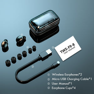 Bluetooth Earphone V5.0 9D Stereo Wireless/ 
Écouteur Bluetooth V5.0 9D stéréo sans fil