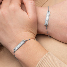 Load image into Gallery viewer, Engraved Silver Bar Chain Bracelet